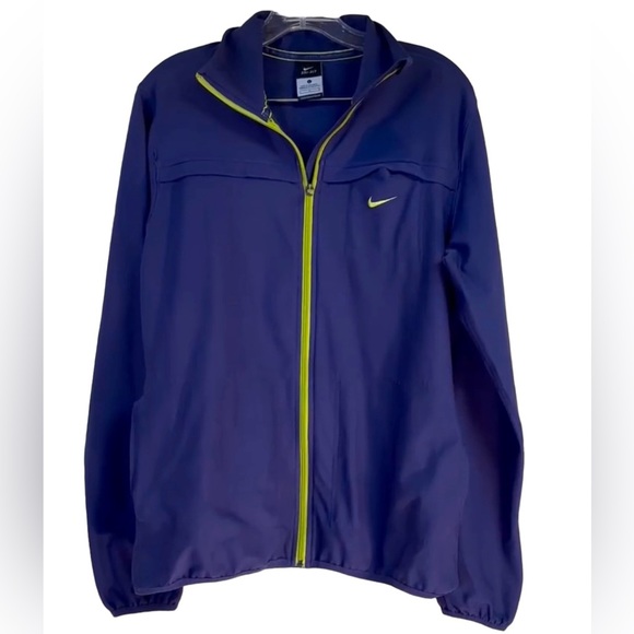 Nike Dri Fit Athletic Zip Up Jacket Purple & Neon Yellow Size Large - Picture 1 of 16